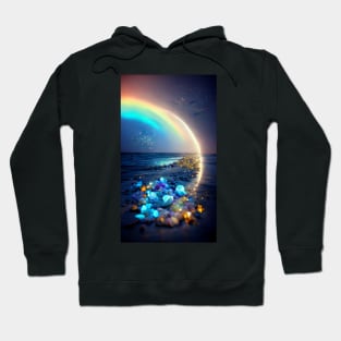 Rainbow on a shining butterfly at shore Hoodie